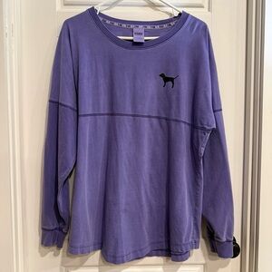 PINK Victoria’s Secret Purple Long Sleeve Campus Tee Large Dog Logo